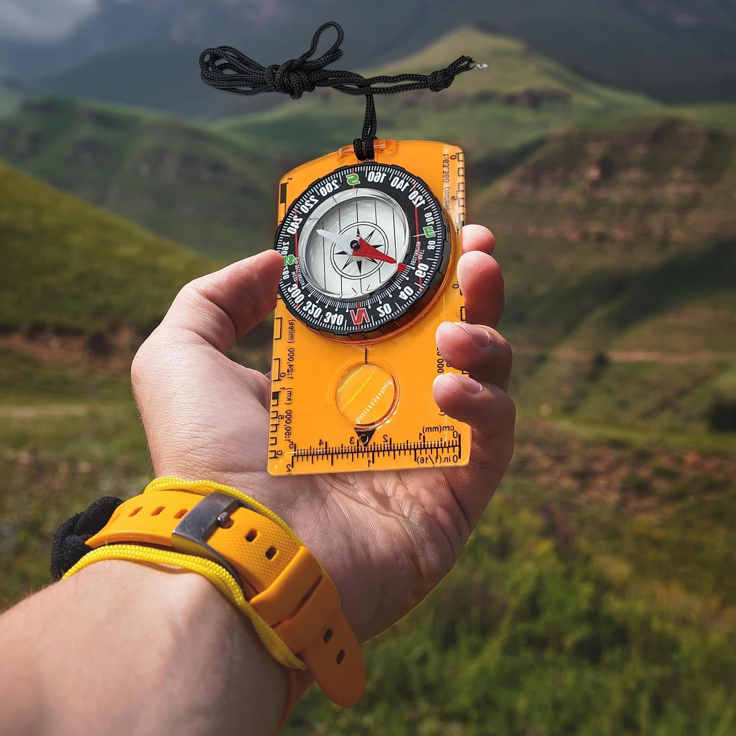 Professional Hiking Compass with Map Ruler for Orienteering, Camping, Navigation and Outdoor Adventure, 1 Piece