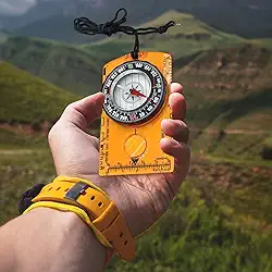 Bússola de caminhada profissional com régua de mapa para orientação, acampamento, navegação e aventuras de sobrevivência ao ar livre, 1 peça