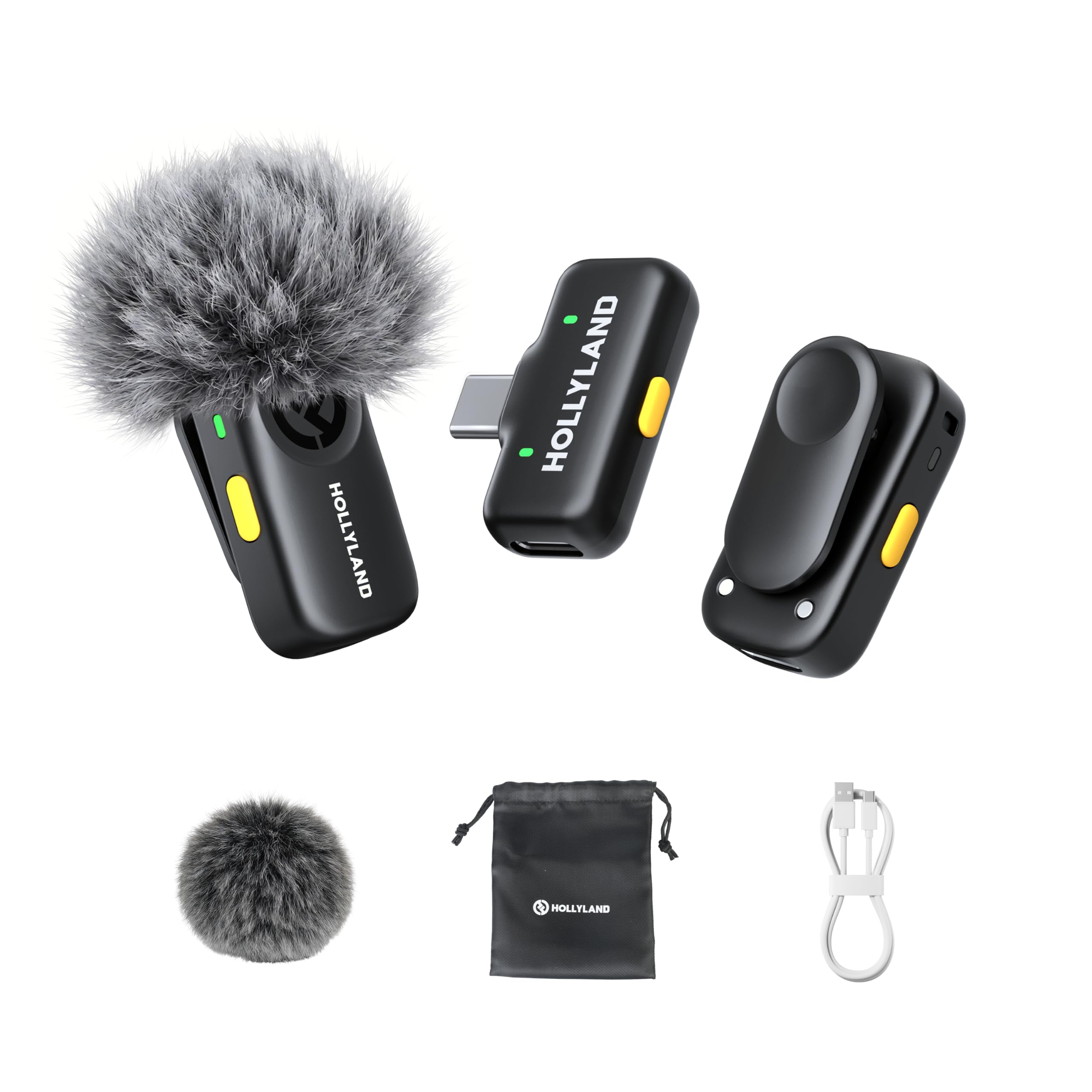 Hollyland LARK A2 Mini Duo(2TX + 1RX) Wireless Microphone, Noise Canceling