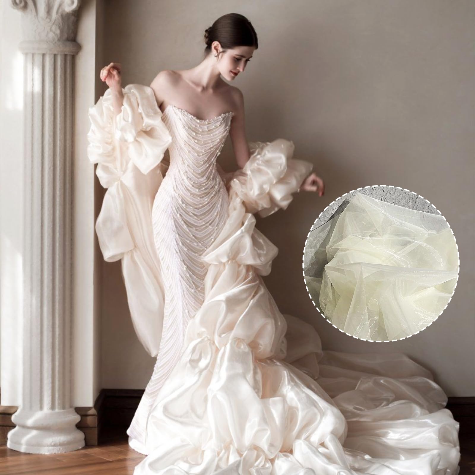 150 cm × 2,5 M Organza Stoff Glanz Organza Meterware Organza Spitzenstoff Organza Stoff Nähen Magisch Transparenter Tüll für Hochzeit Tischdecken Kleid BüHnenshow Geschenkband Schleife DIY