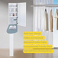 Vista 2 de Tabla de planchar montada en la pared, armario de tabla de planchar, armario de tabla de planchar empotrada en la pared con estantes