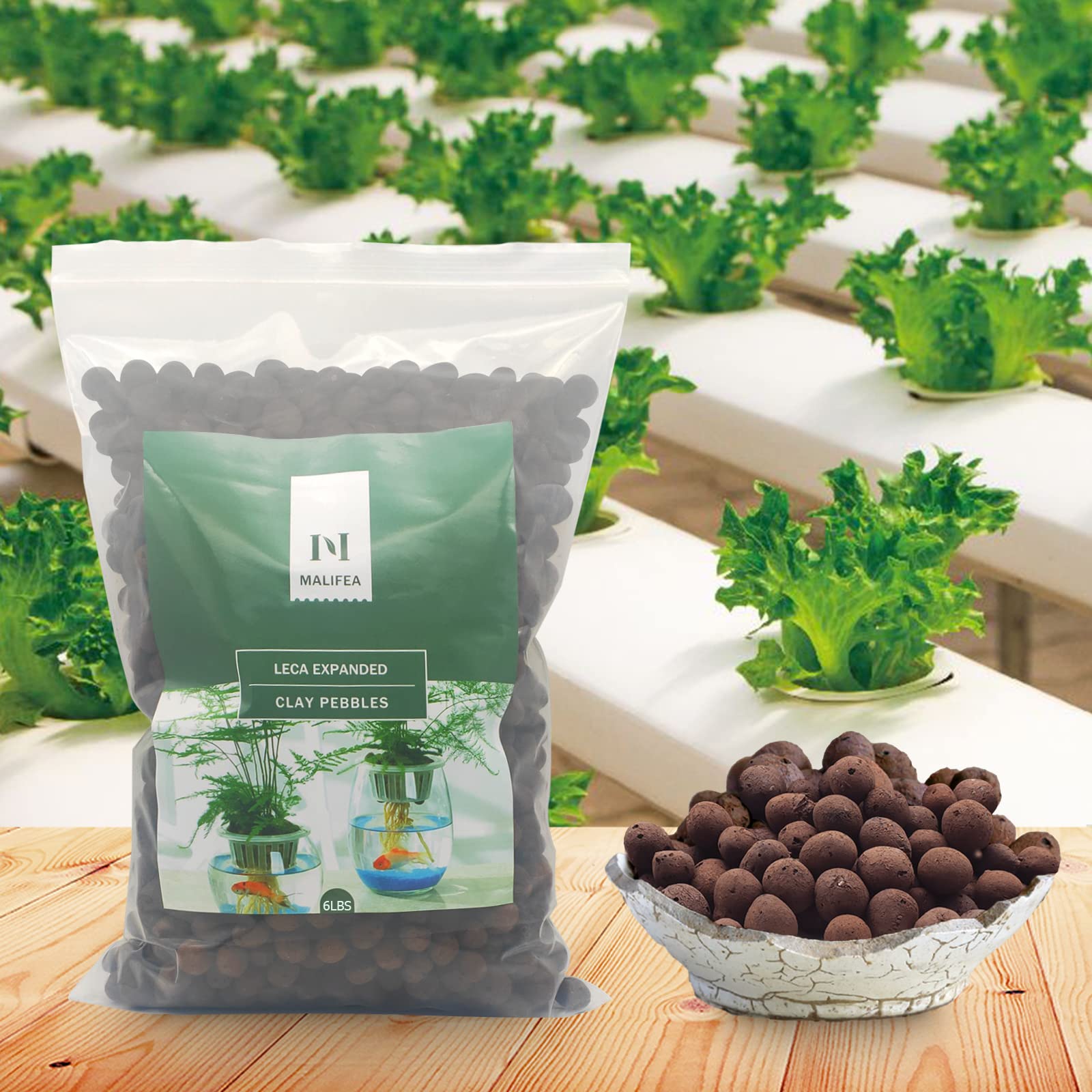 Piedras de arcilla expandida Leca de 6 libras para plantas de jardín de interior (6 libras)