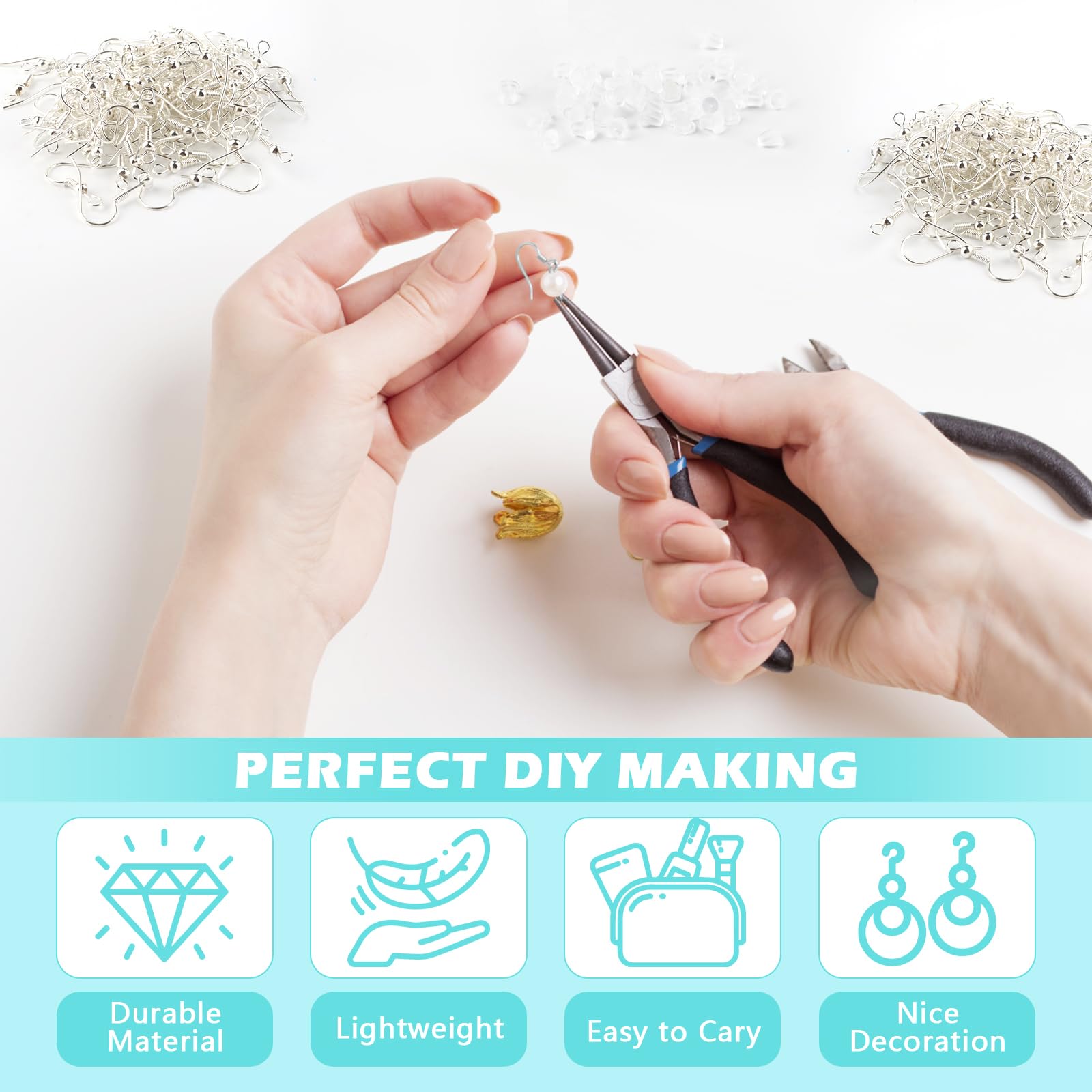 300 Pezzi Ganci Per Orecchini Fai Da Te - Set Completo Per Creazione Gioielli - Foto 2