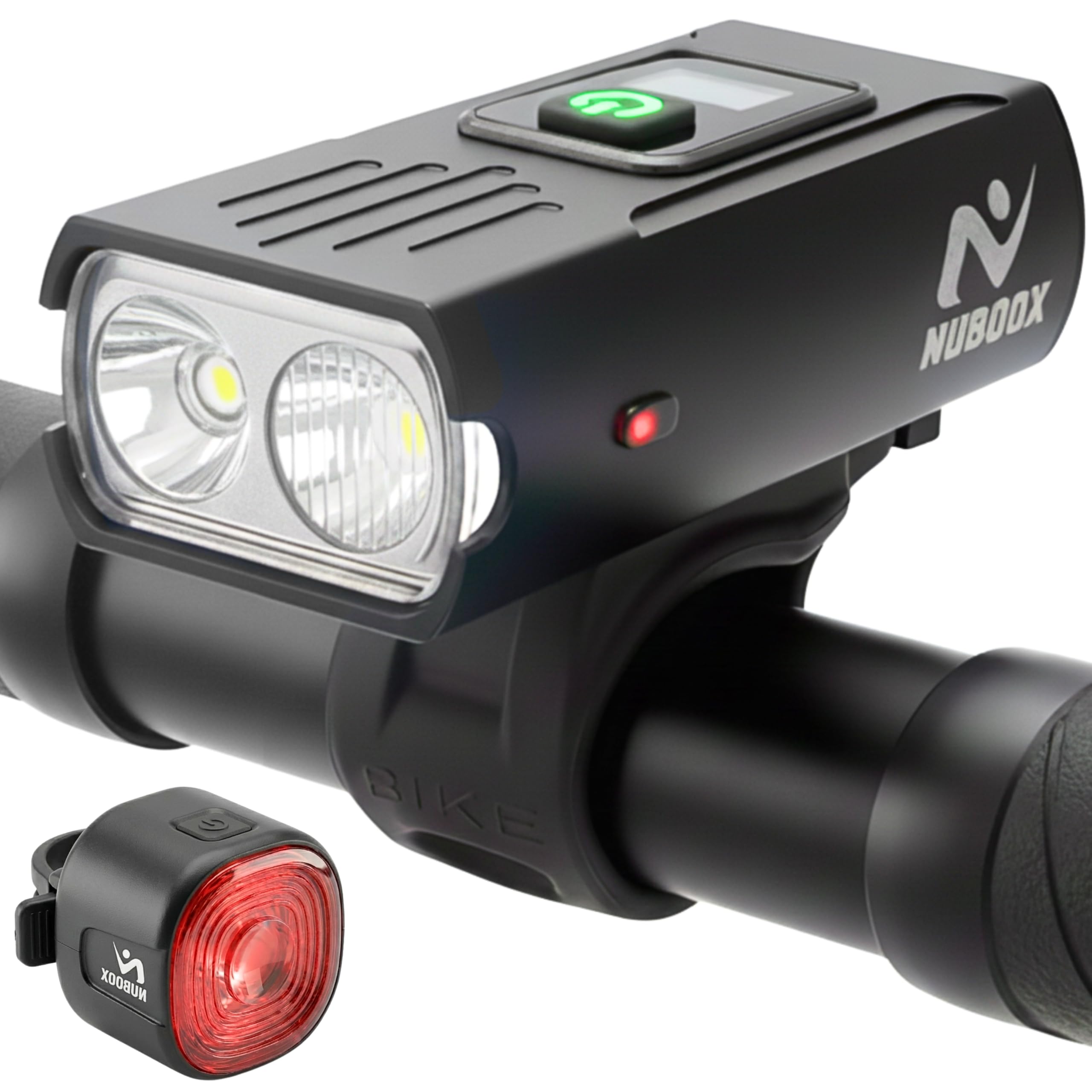 Feux de vélo LED rechargeables USB-C. Projecteur puissant 1000 lumens, écran numérique et imperméable. [Options : uniquement avant ou kit complet avec feu arrière IP66]. Idéal pour vélo VTT et