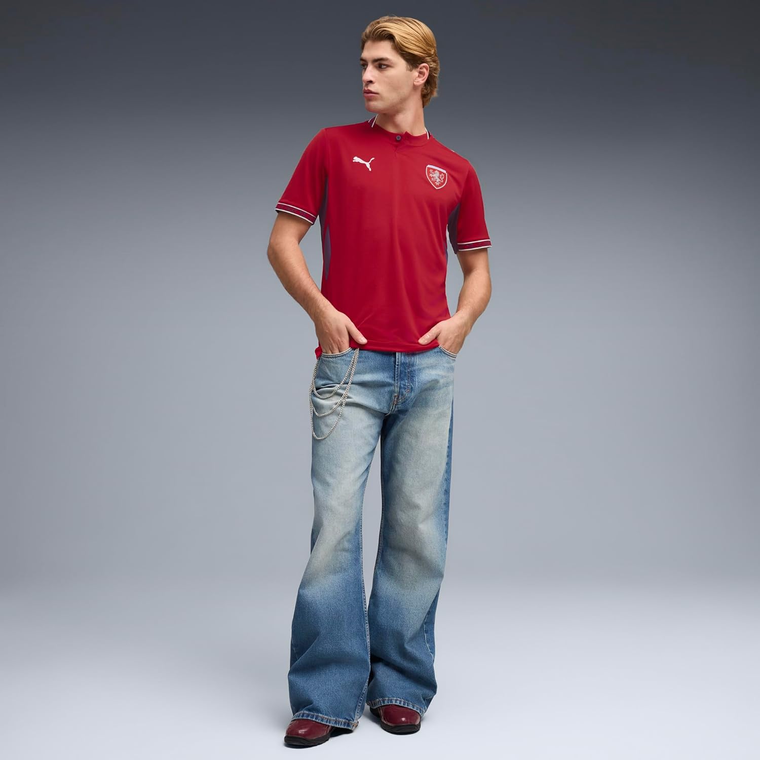 PUMA Mens Facr Home Crew Neck Short Sleeve Replica Jersey Casual - Red