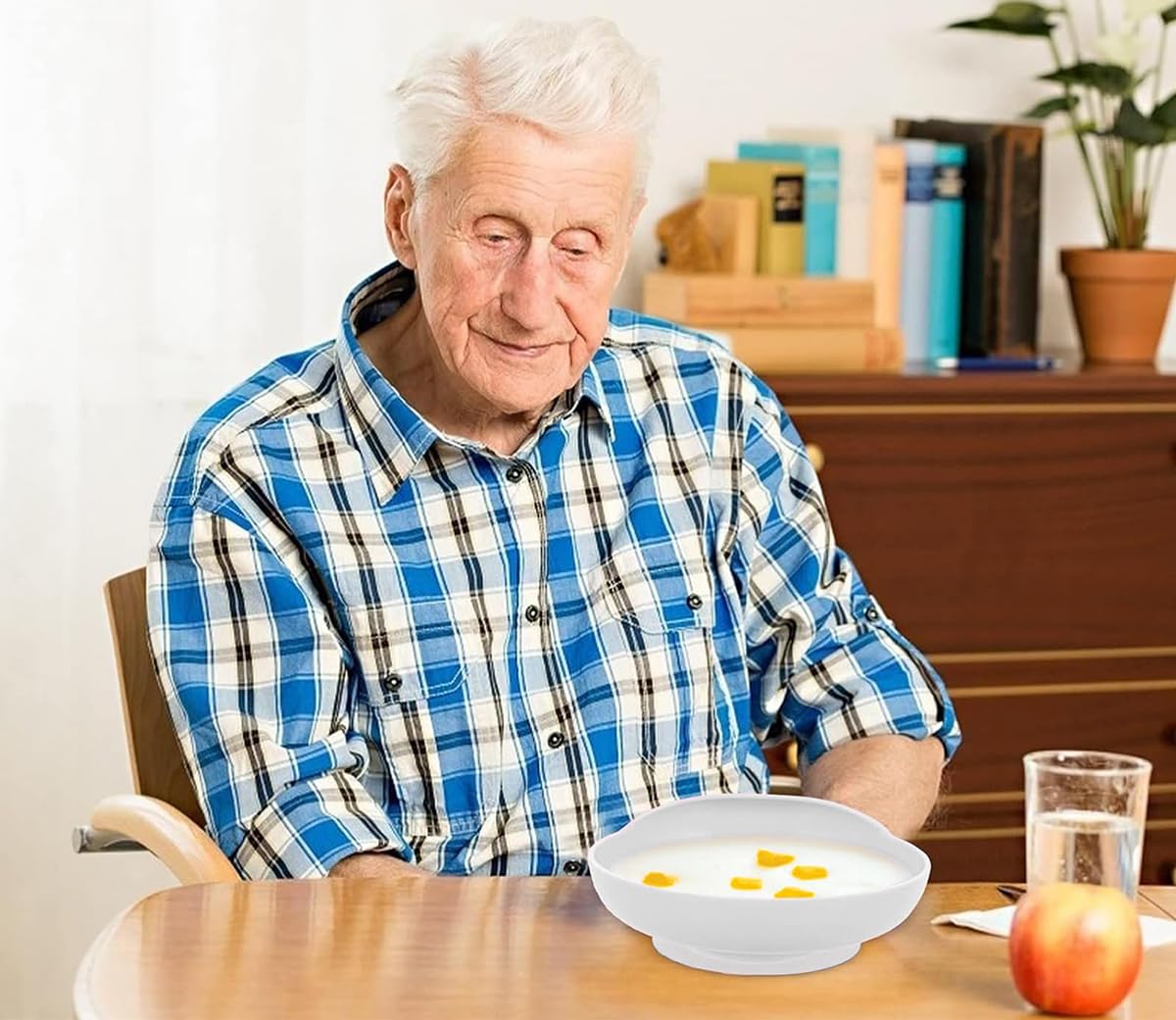 Assiette à cuillère avec base à ventouse pour personnes handicapées, bols pour personnes âgées, bol adaptatif, assiette à cuillère anti-déversement pour personnes âgées, handicapées parkinsoniennes
