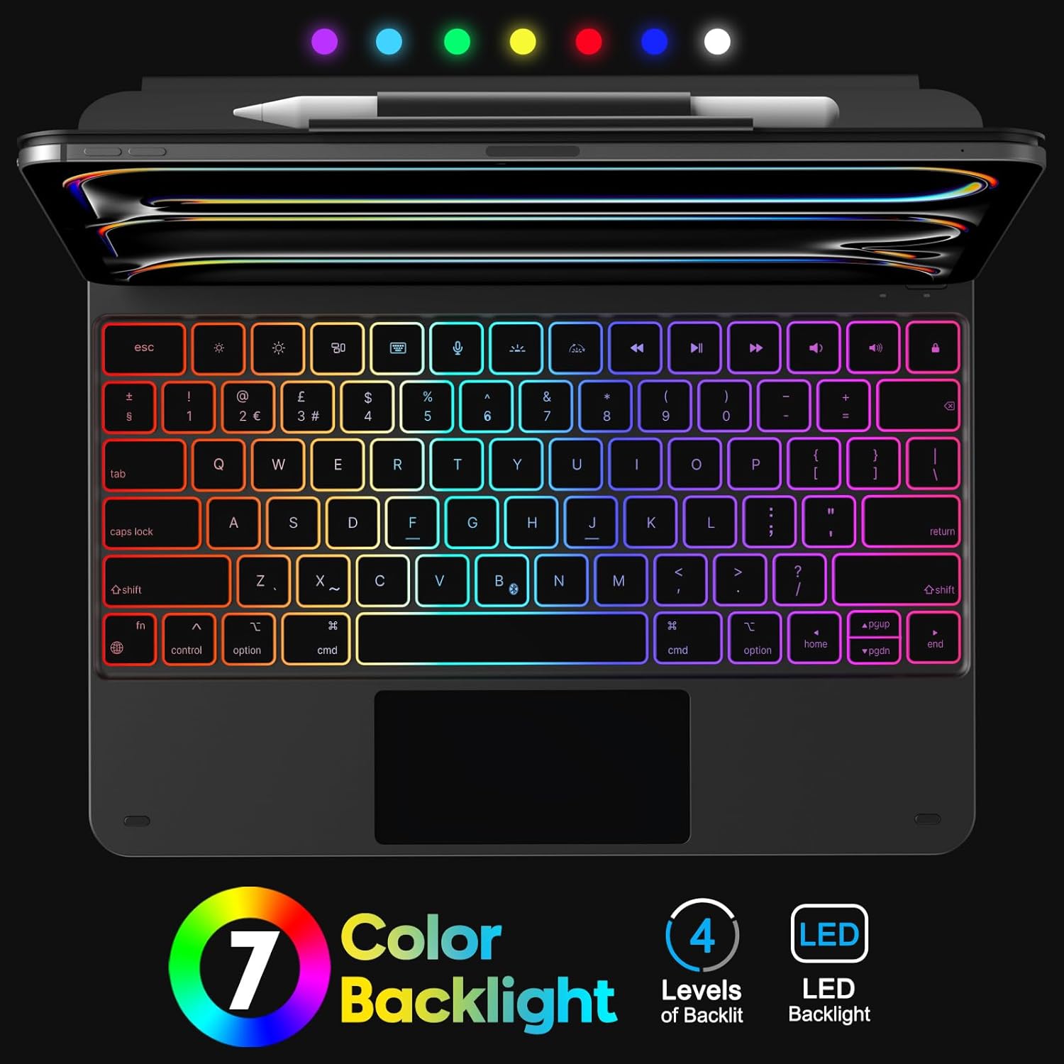Image showing the keyboard with 7 color backlights and 4 brightness levels