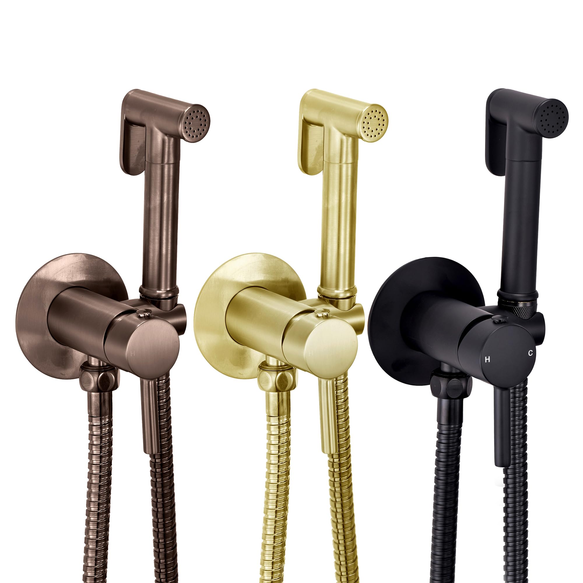 The Home Store Matt Black Douche Bidet Shattaf Muslim Shower Spray Kit Handset Holder And Outlet Elbow - Black Brass Bronze Finish (Matt Black)