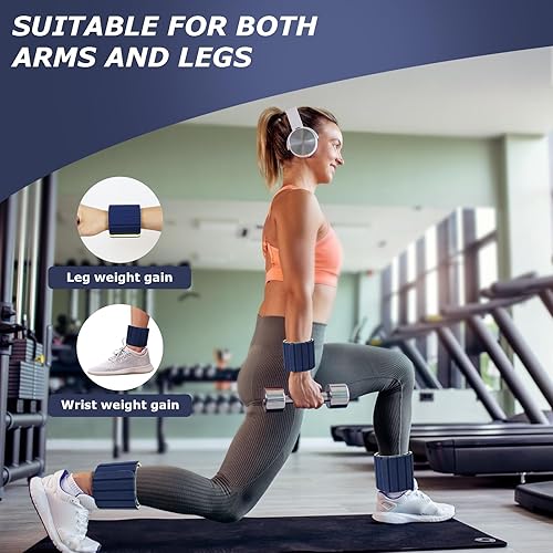 Miniatura 2 de Pesas de tobillo para muñeca, brazaletes con peso ajustables para tobillo y muñeca para mujeres y hombres, paquete de 2 (1 libra cada uno), bandas