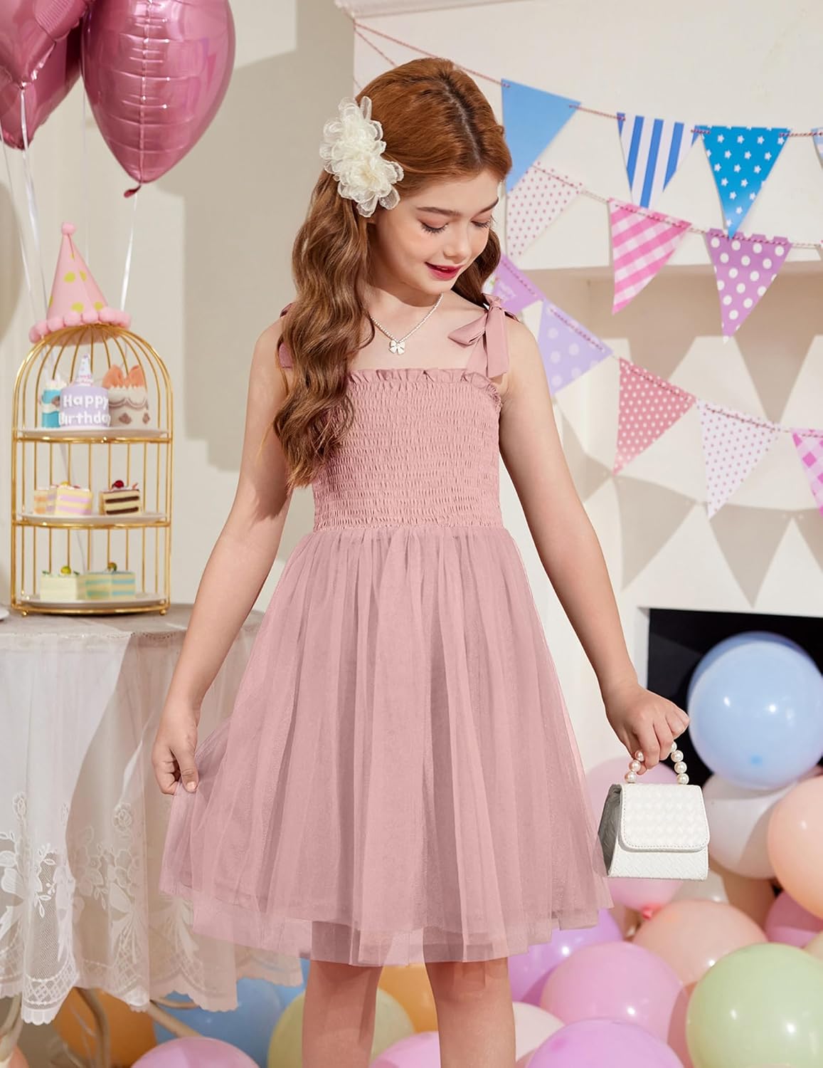 Arshiner Toddler Girl Tutu Dress Summer Bow-Tie Straps Casual Dresses Kids Princess Flowy Swing Clothes for 2-7Y