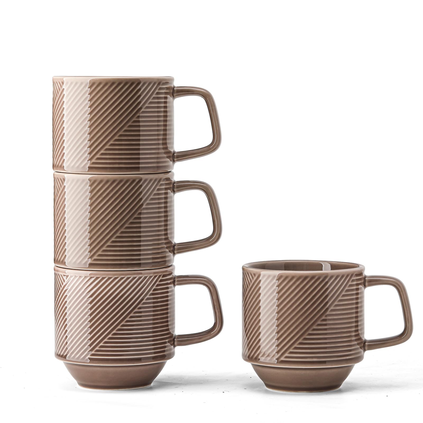 Adewnest Stackable Coffee Mugs Set: 13 oz Ceramic Stacking Cups