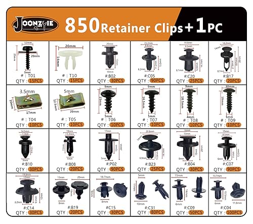 Miniatura 3 de Clips de retención de automóvil, clips para el cuerpo, remaches de plástico automotriz, 851 piezas, tornillo de metal, juego de pasadores de empuje,
