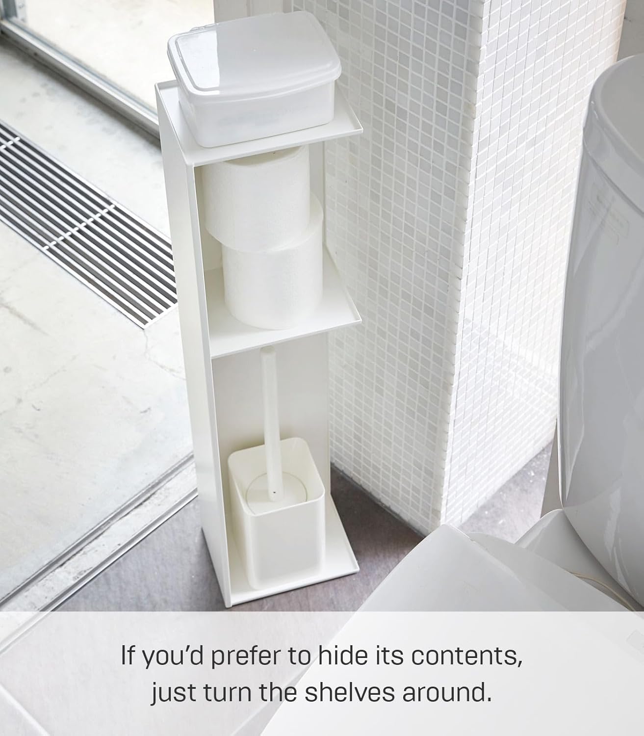 YAMAZAKI Home Tower Slim Bathroom Storage, Toilet Paper Stocker - Steel -