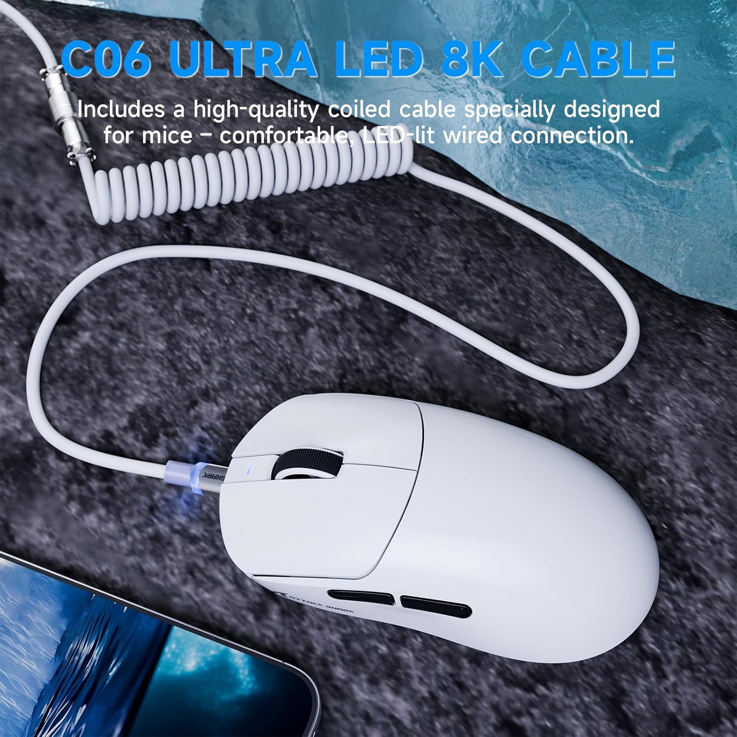 ATTACK SHARK X8Plus 55g Superlight Wireless Gaming Mouse with 40K DPI,PAW 3395PRO Sensor, Broadcom BK52820 Chip,HUANO Switch,Web Driver,Tri-Mode Fit Large Hand Mice with RGB Cable -White