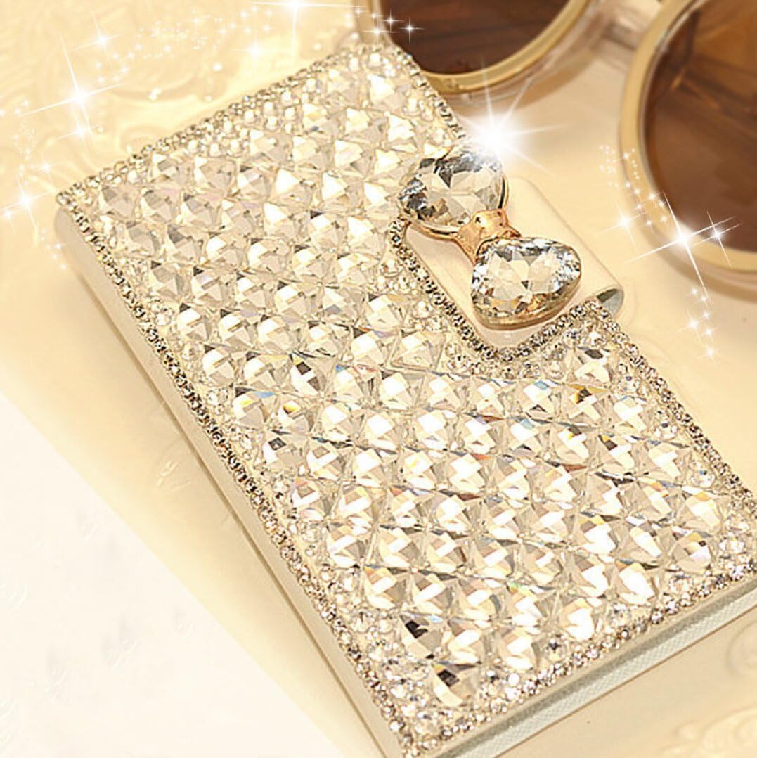 Inspirationc Galaxy S8 Plus Wallet Case, and Made Luxury 3D Bling Crystal Rhinestone Leather Purse Flip Card Pouch Stand Cover Case for Samsung Galaxy S8 Plus-Silver