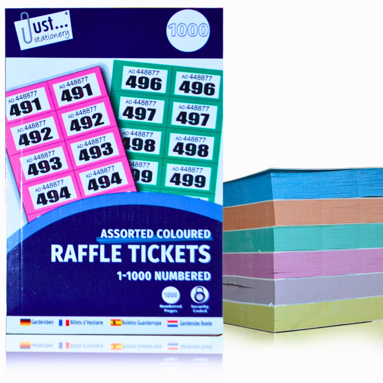 FotoStation Green, Raffle Tickets Book 1-1000 (Pack Of 10 Books