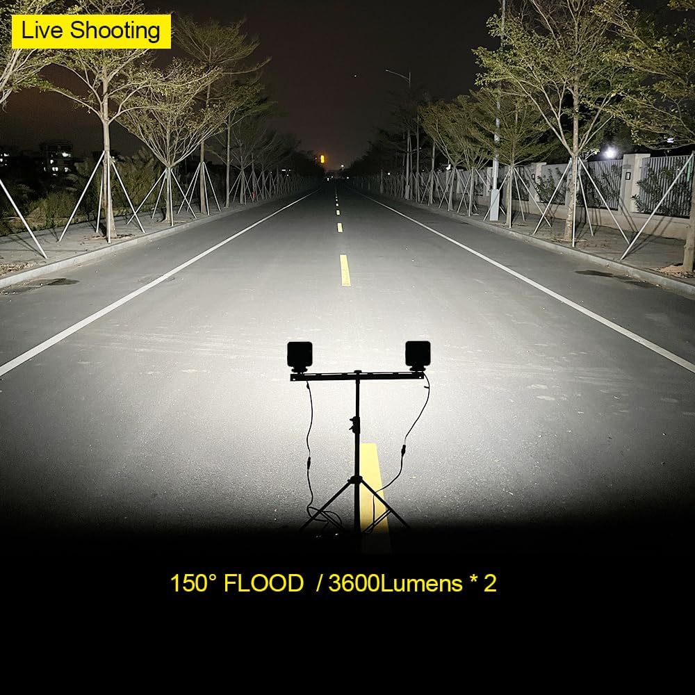 EXZEIT 72W LED Work Light, 4'' Flood LED Light Bar for Tractor Offroad 4WD Truck ATV UTV SUV, 12/24V