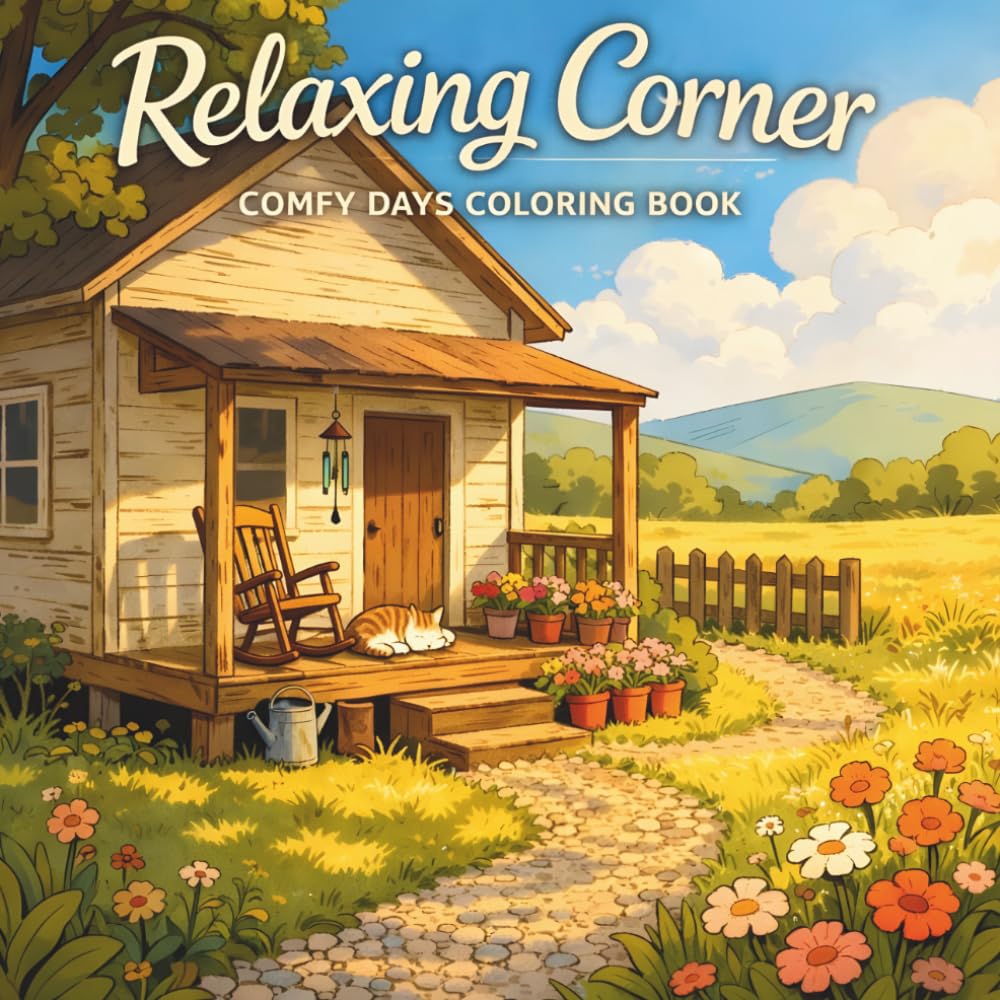 Relaxing Corner: Comfy Days Coloring Book for Adults and Teens, Cozy Scenes with Peaceful Moments and Nature Views for Stress Relief, Mindfulness and Creative Calm