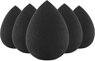 BEAKEY 5pcs Black Makeup Sponge Set - Latex-Free Vegan Beauty Blenders for Flawless Foundation, Cream, Powder & Concealer Blending