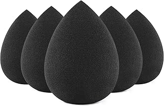 BEAKEY 5 Pcs Black Makeup Sponge, Blender Beauty Foundation Blending Sponge, Flawless for Liquid, Cream, and Powder, Latex Free and Vegan Makeup Sponges