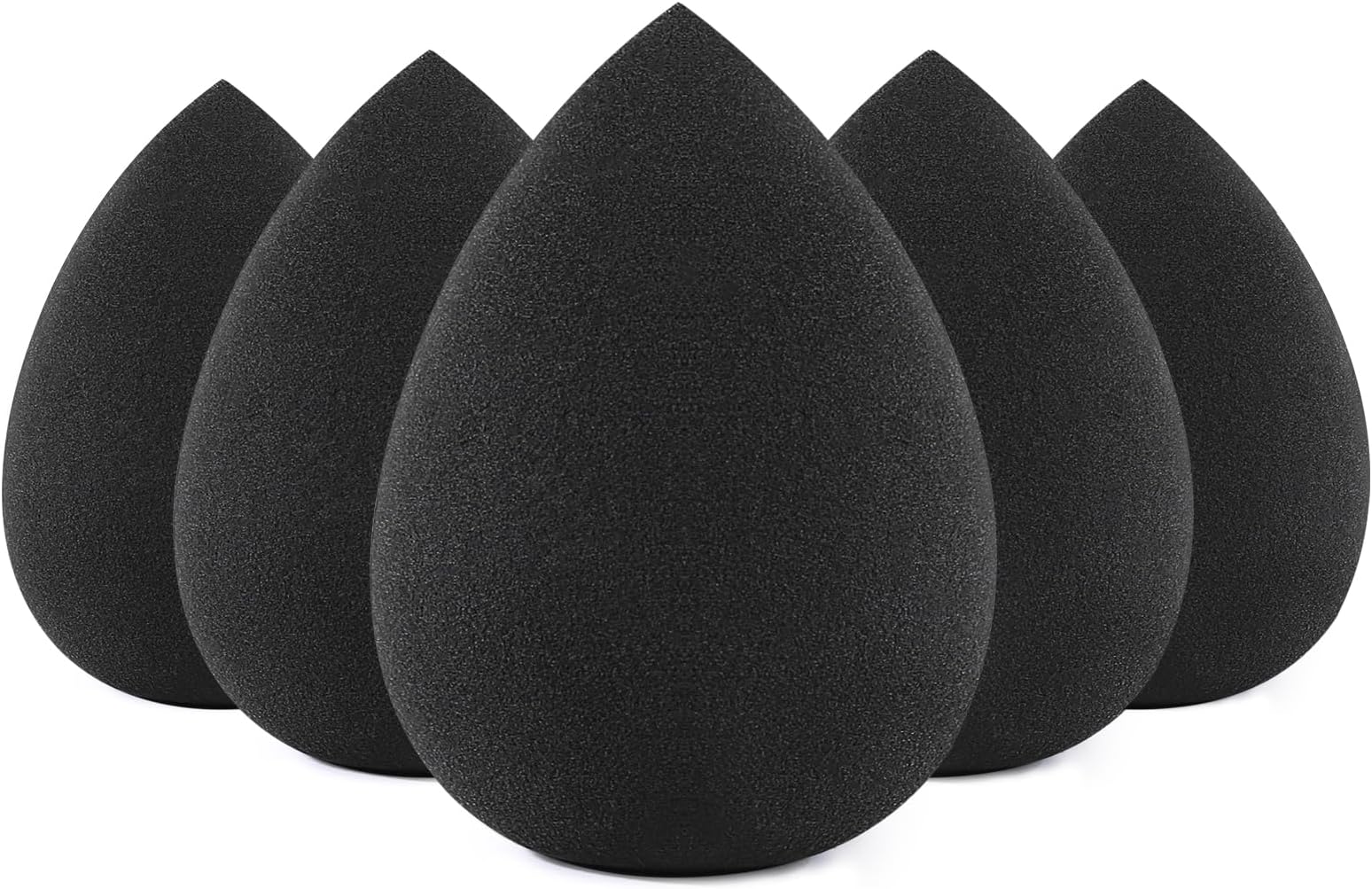 BEAKEY 5 Pcs Black Makeup Sponge, Blender Beauty Foundation Blending Sponge, Flawless for Liquid, Cream, and Powder, Latex Free and Vegan Makeup Sponges