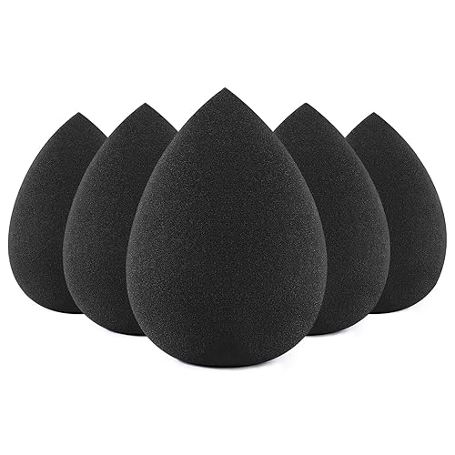 BEAKEY Juego de esponjas de maquillaje, 5 esponjas de mezcla de base, esponjas de belleza impecables para líquidos, crema y polvo, esponjas de