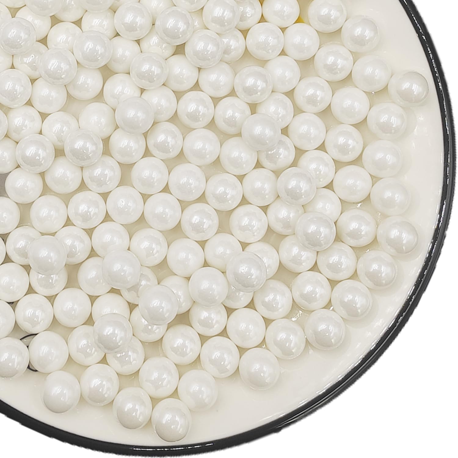 Edible White Pearl Sugar Sprinkles 4.23 oz, 10mm Candy Pearls Ideal for Baking, Cake and Cupcake Toppers, Cookie Decoration, Ice Cream Topping, Wedding Shower Valentines Halloween Christmas