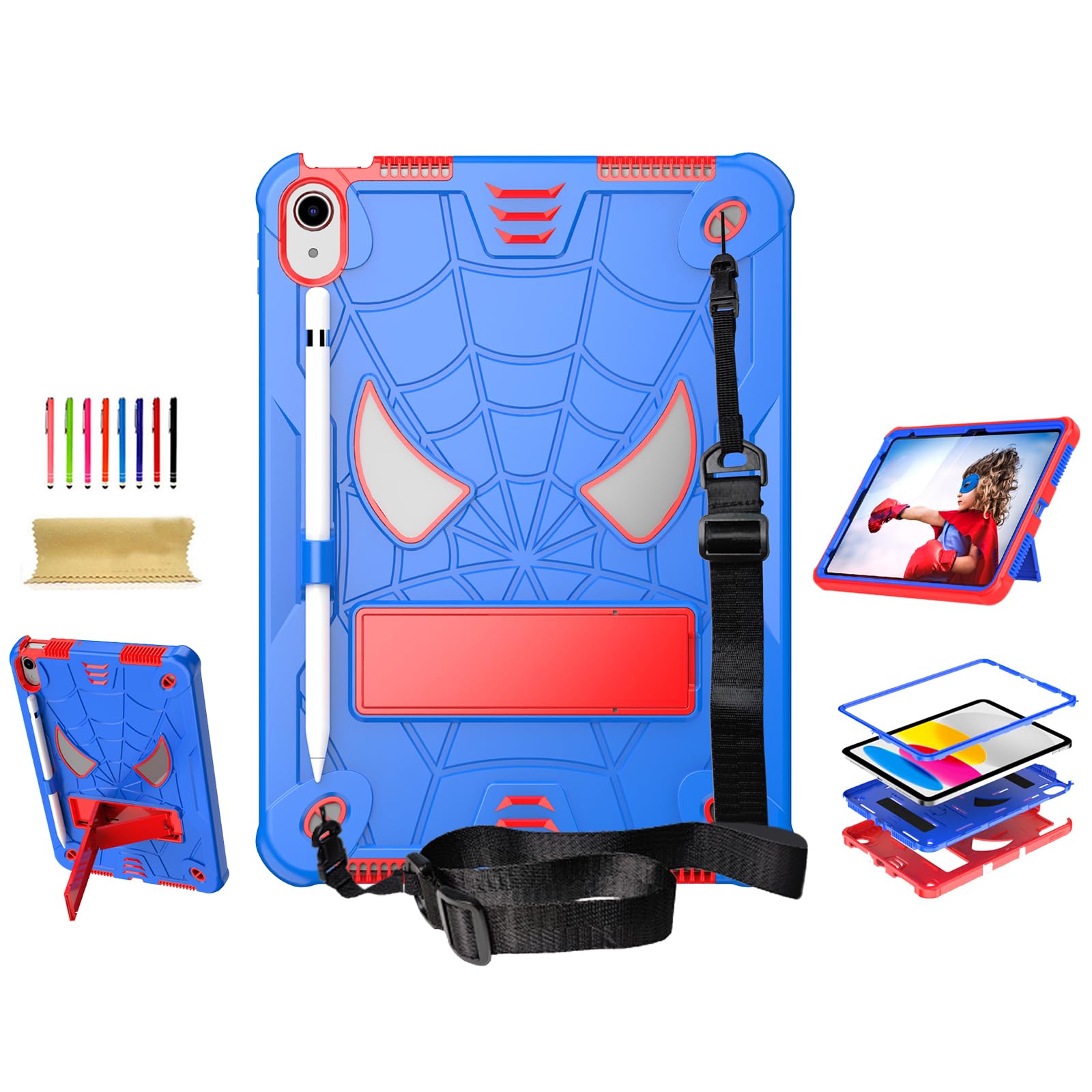 Dteck for iPad Air (3rd Generation) 2019 and iPad Pro (2017 Release) Hard Case 10.5" with Kickstand, Shoulder Strap/Screen Protector Film/Stylus