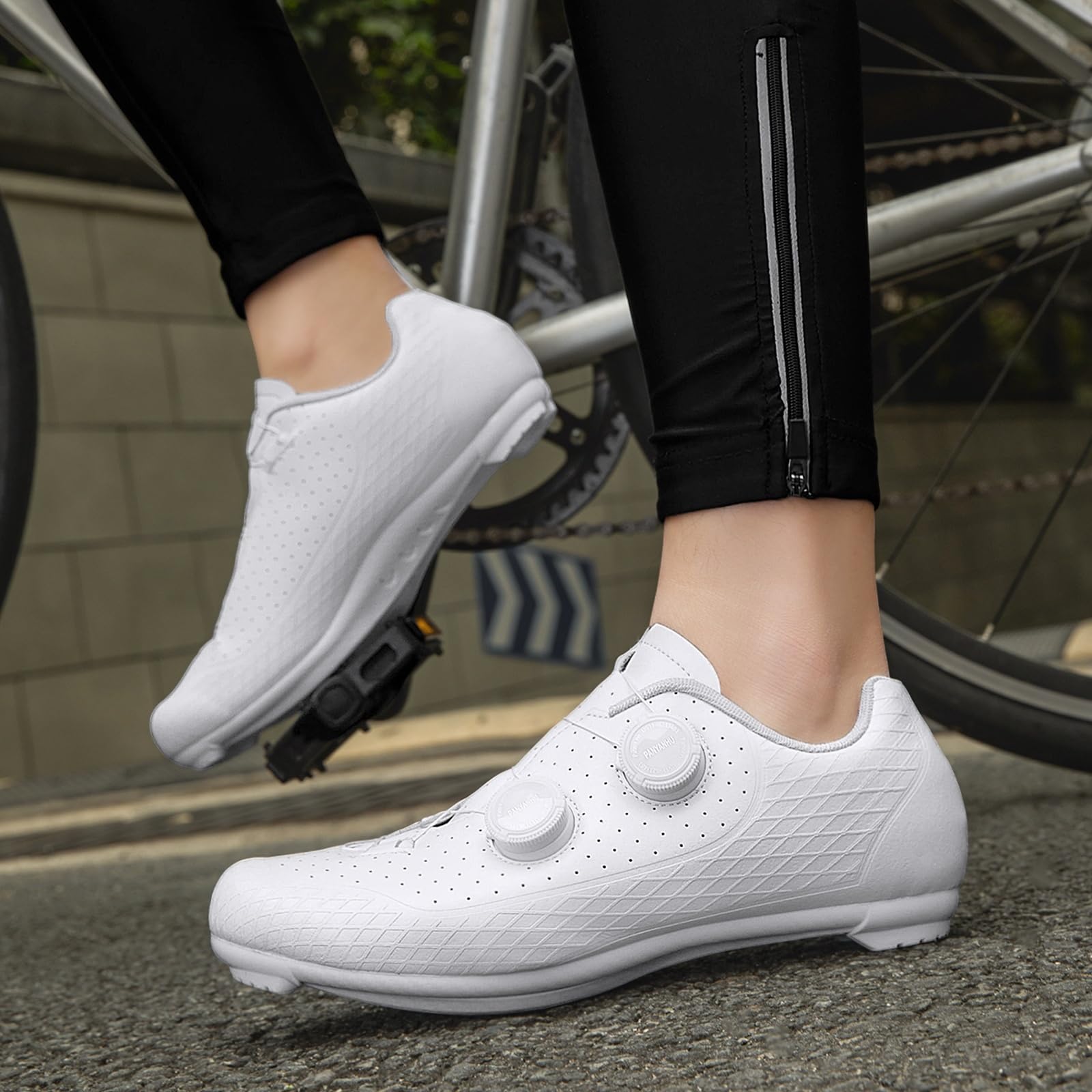 JiuQing Zapatillas Ciclismo Carretera Hombre Compatibles SPD-SL Bicicleta