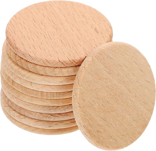 Miniatura 10 de 50 piezas de círculos de madera natural, rebanadas sin terminar, pieza de madera redonda, discos de madera, etiquetas en blanco para manualidades,