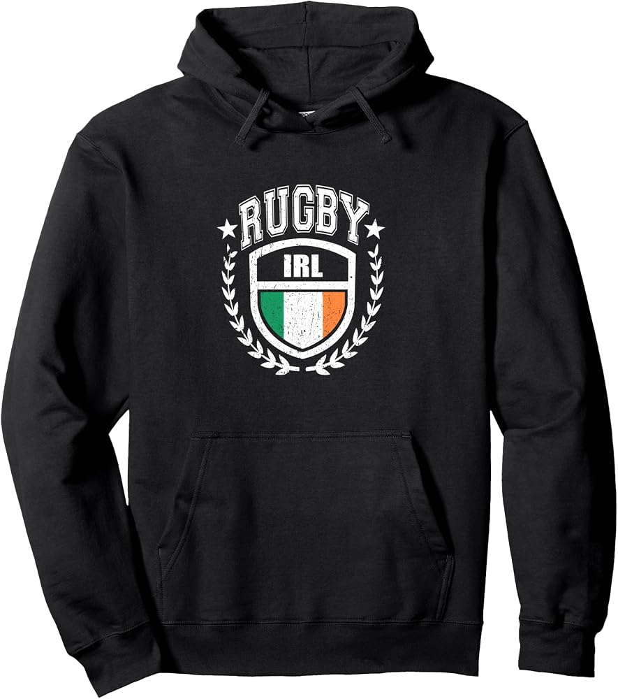 Sudadera con capucha deportiva vintage con bandera irlandesa del equipo de rugby de Irlanda