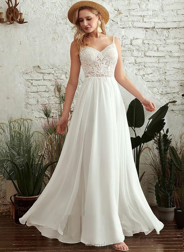 XYAYE Spaghetti Straps Wedding Dresses for Bride 2023 Ivory