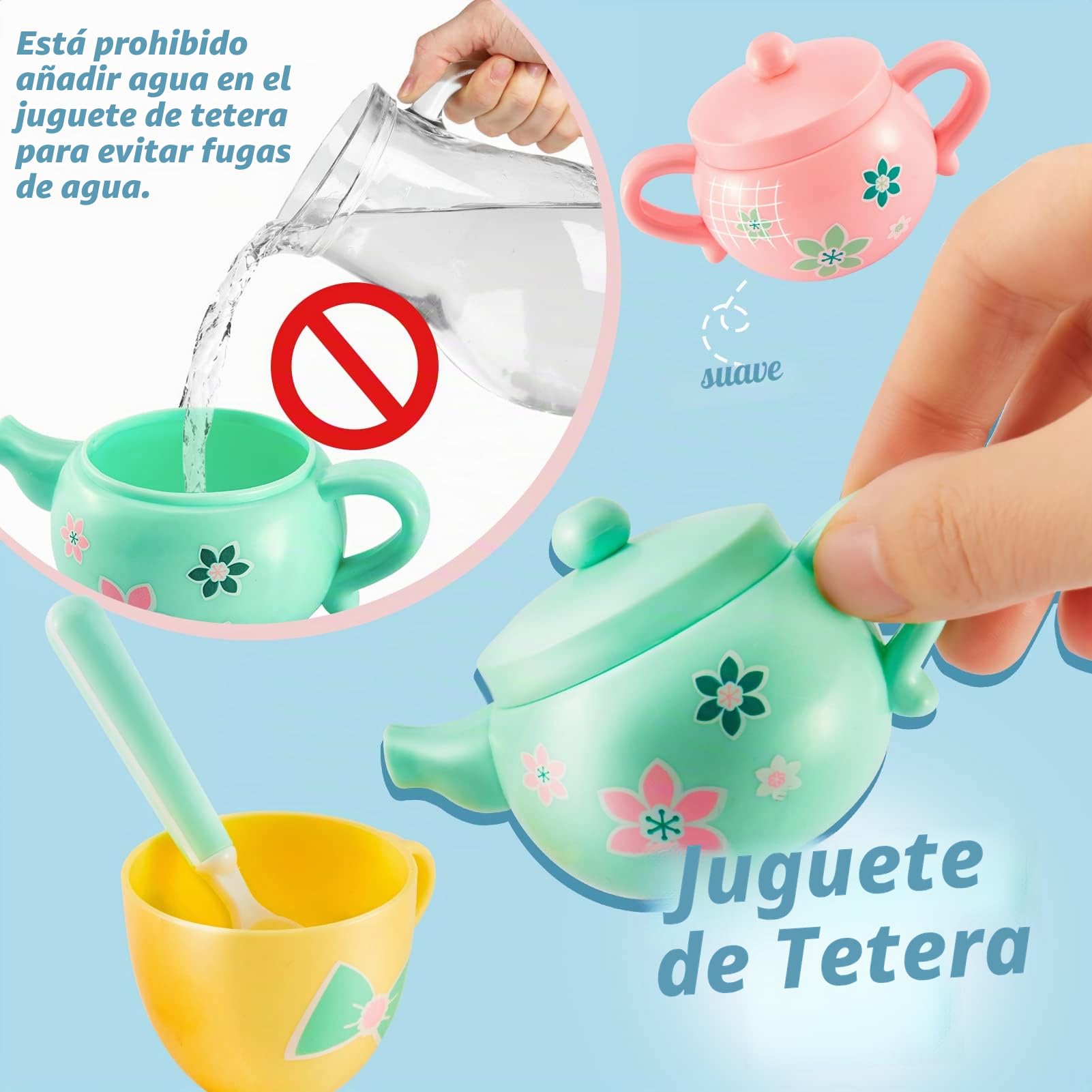 LINFUN KIDS Juego de Té Infantil Juguete con Tetera Postre, Alimentos Cocina Juguete con Platos, Juegos de Simulación Educativo Regalos para Niños Niñas 3 4 5 6 Años