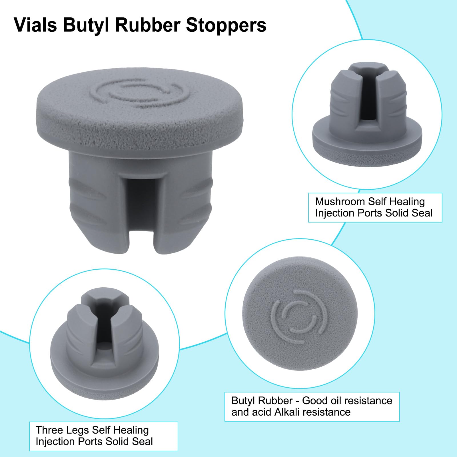 QUARKZMAN Gummistopfen Für 12-mm-Vials – 100 Stück, Selbstheilend, Silikon, Für Injektionen & Lagerung – Weiß