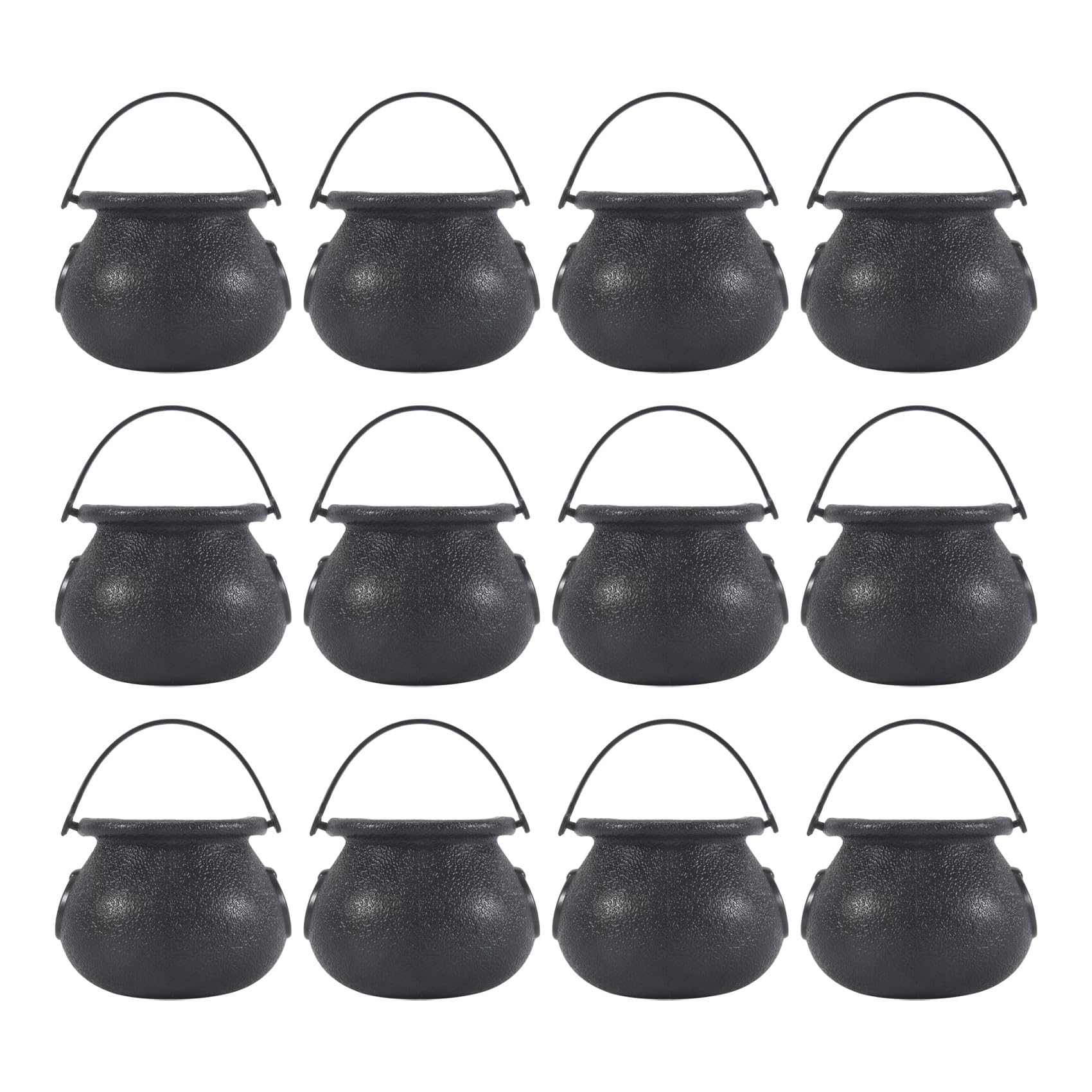 Vjsujehgy 12Pcs Mini Black Cauldron with Handle Halloween Mini Witch Cauldron Halloween Pot Candy Holder for Halloween