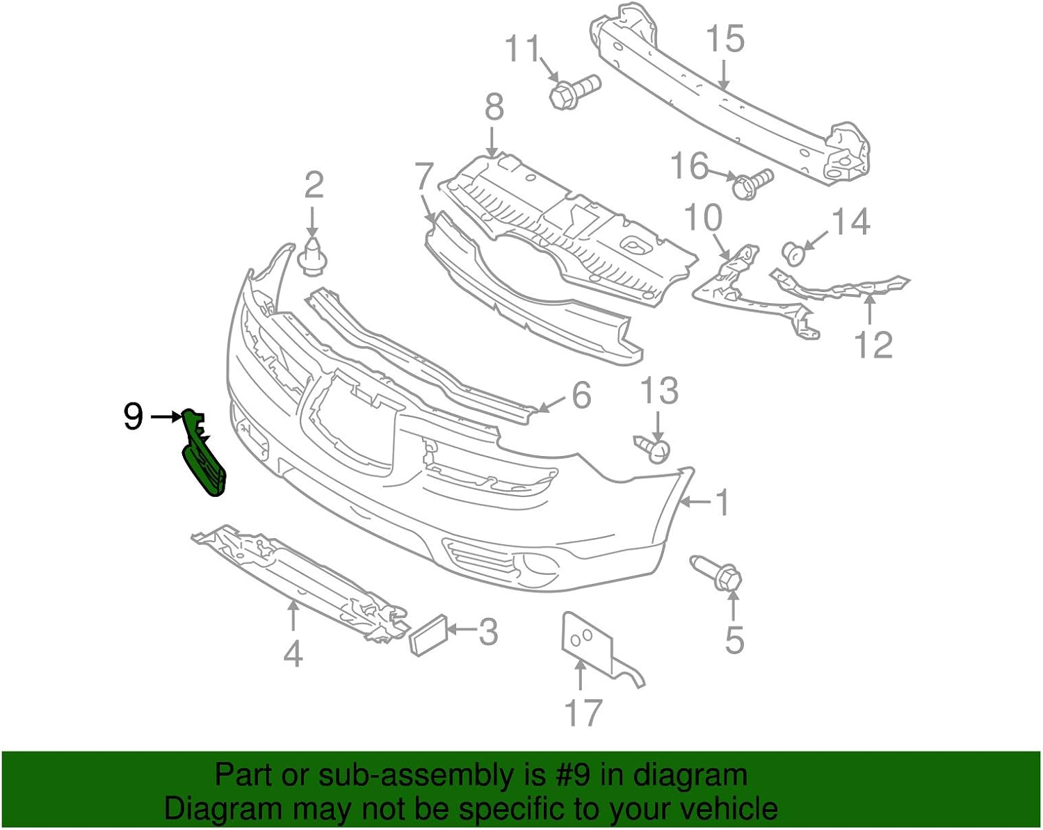 Subaru 2006-2007 B9 Tribeca Front Bumper Hole Cover Insert 57731XA00A Genuine OEM