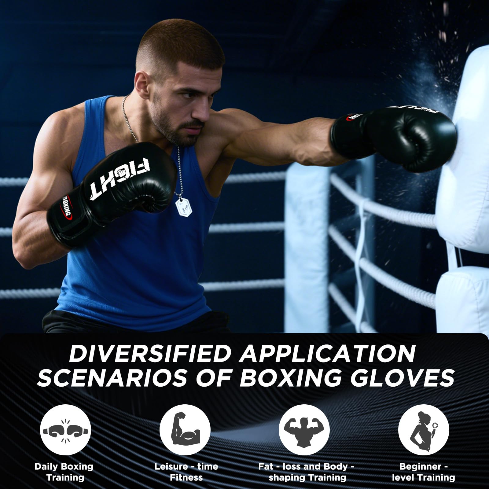 Guantoni da Boxe in Pelle, Combattimento Guanti da Sacco per Sparring, Sacchi Pugilato, Punzonatura, MMA Kick Boxing Gloves Uomo Donna 12 14 16 oz