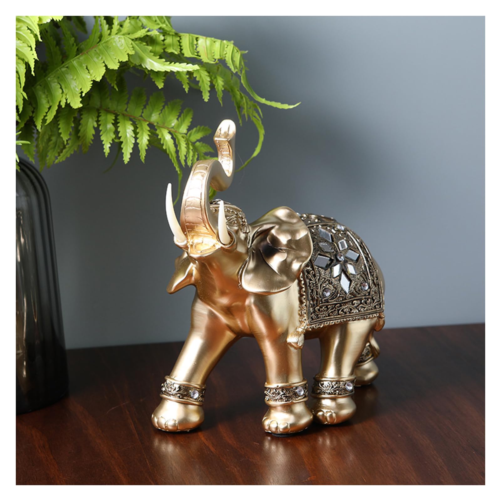 Esculturas estatuas par de decoración de Elefante, Escultura de Porcelana de Elefante, Estatua de decoración de Escultura Moderna, Dormitorio, Regalo, Juego de 2 Dorados