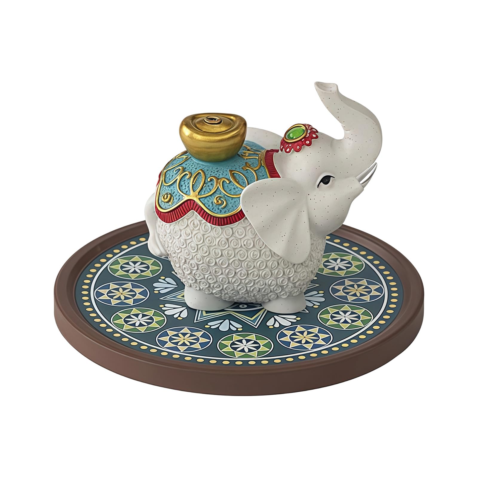 ZEPFJHE Artistic Lucky Elephant Sculpture Incenses Stick Burners with Ashes Tray Set for Meditations Home Living Room Decors Incenses Stick Holder with Tray