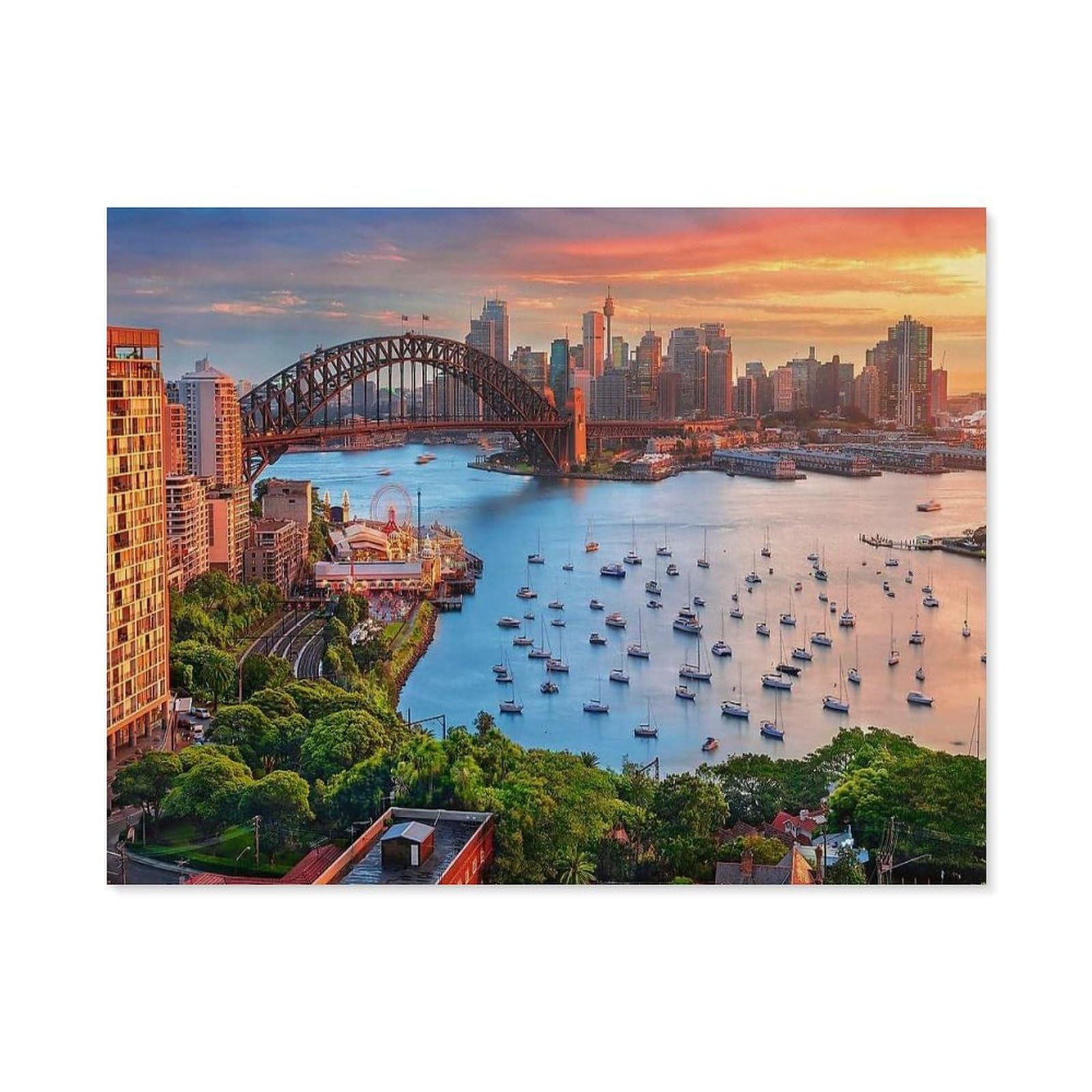GSBRSNTS DIY Paint by Numbers for Adults Canvas,Australia,Picturesque Bay,Sydney, Australia,DIY Oil Painting, Pictures Drawing Paintwork with Paintbrushes Decoration Gift(40x50cm-D47 — image 1
