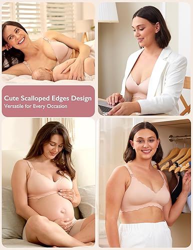 Miniatura 5 de Momcozy Nursing Bras for Breastfeeding, Seamless Pregnancy Maternity Bra Wireless Classic Jelly Strip Support Nursing Bra