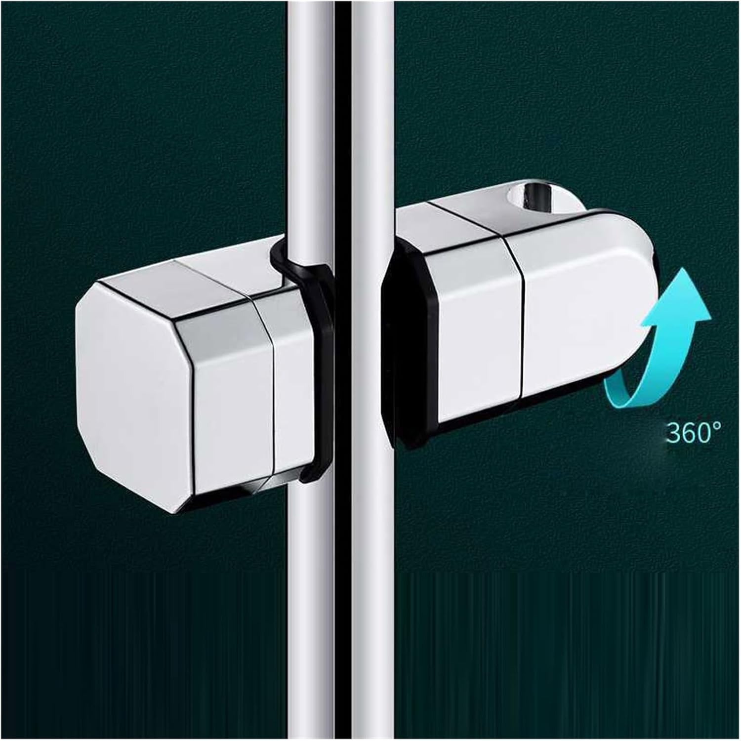 Matte Black Bathroom Accessories Universal 18~25mm ABS Plastic Shower Slide Rail Bar Holder Adjustable Clamp Holder Bracket(Chrome Square Tube)