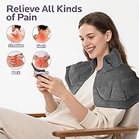 Vista 2 de Almohadilla térmica para microondas para dolor de cuello, hombros y espalda, con peso para microondas, con aroma a lavanda para compresas frías