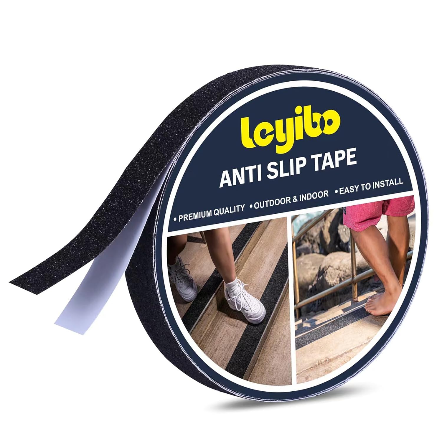 Anti Slip Tape, 1 Inch x 42 Ft Grip Tape for Stairs Outdoor/Indoor, Waterproof Non Skid Roll for Stair Treads Non Slip, High Traction Friction Abrasive Adhesive Stair Steps - Black