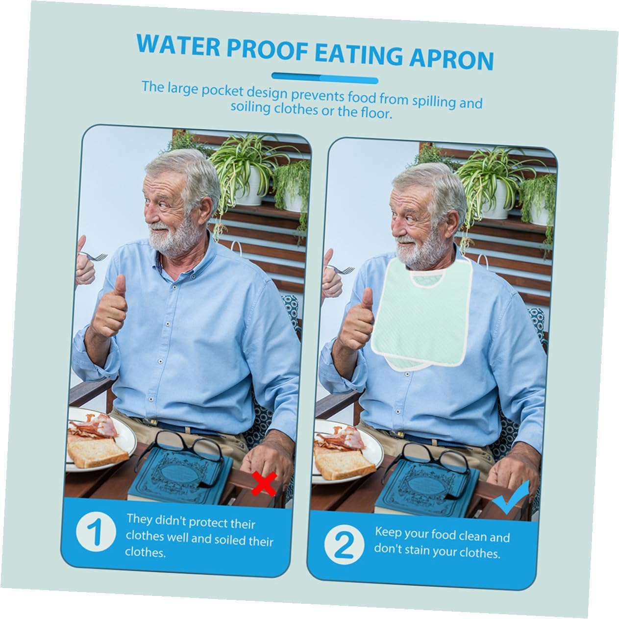 2pcs Cotton Feeding Bibs for Elderly Adults Soft Absorbent Patient Clothing Protectors Reusable Washable Spill Guards for Men Women with Fine Workmanship and Lightweight Design