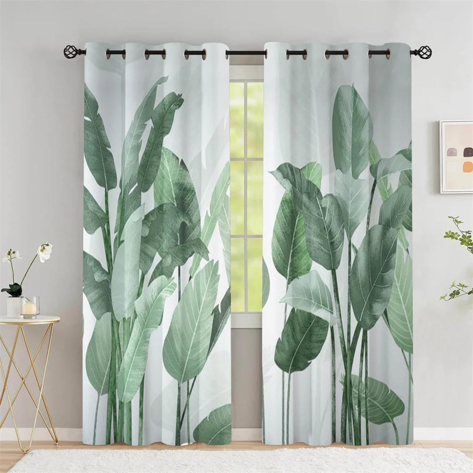 Rideaux de feuilles tropicales 264x241cm pour salon et chambre