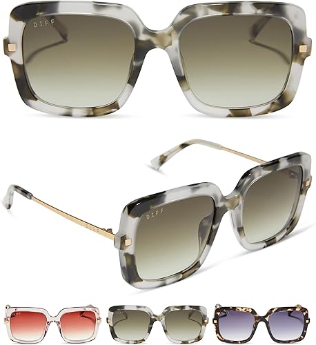 DIFF Sandra Designer - Gafas de sol cuadradas de gran tamaño para mujer, protección UV400