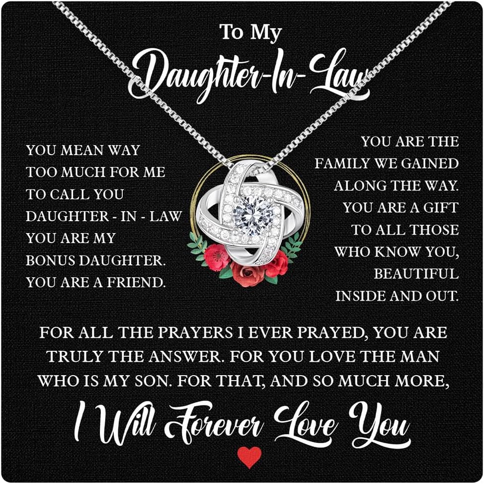 Larvincy To My Daughter In Law Necklace With Heartfelt Message & Elegant Box - Jewelry Daughter In Law Gifts From Mother In Law On Birthday, Wedding Day, Valentine, Christmas, Mothers Day & More