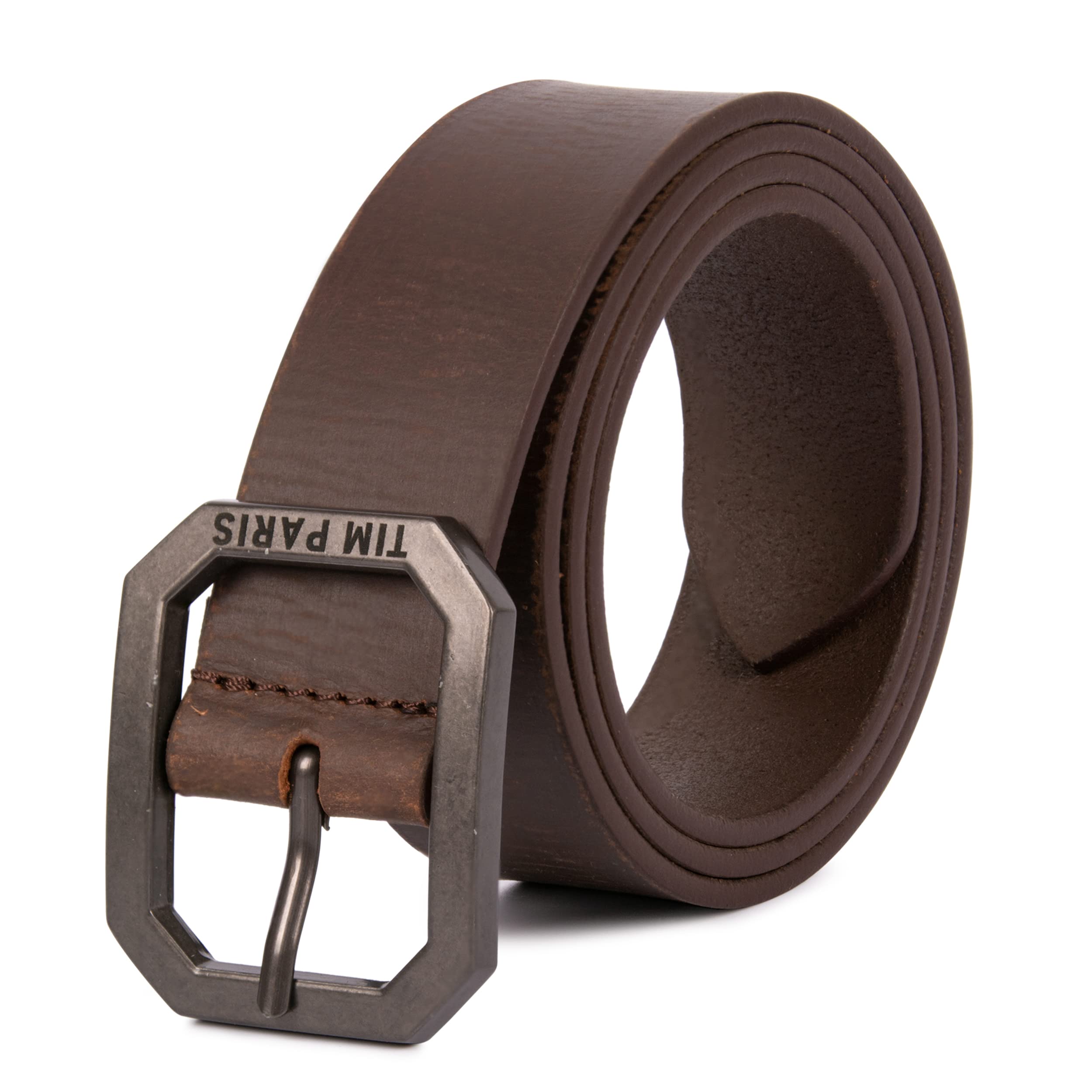 TIM PARIS Men Leather Belt Top Grain Genuine Leather Handmade Belt for Men