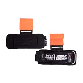 Heavy Duty PRO Metal Lifting Steel Hooks Power Weightlifting Set of 2 Premium Thick Padded Workout Hook Gloves (Women-Wrist Size Small/Medium, Orange II)